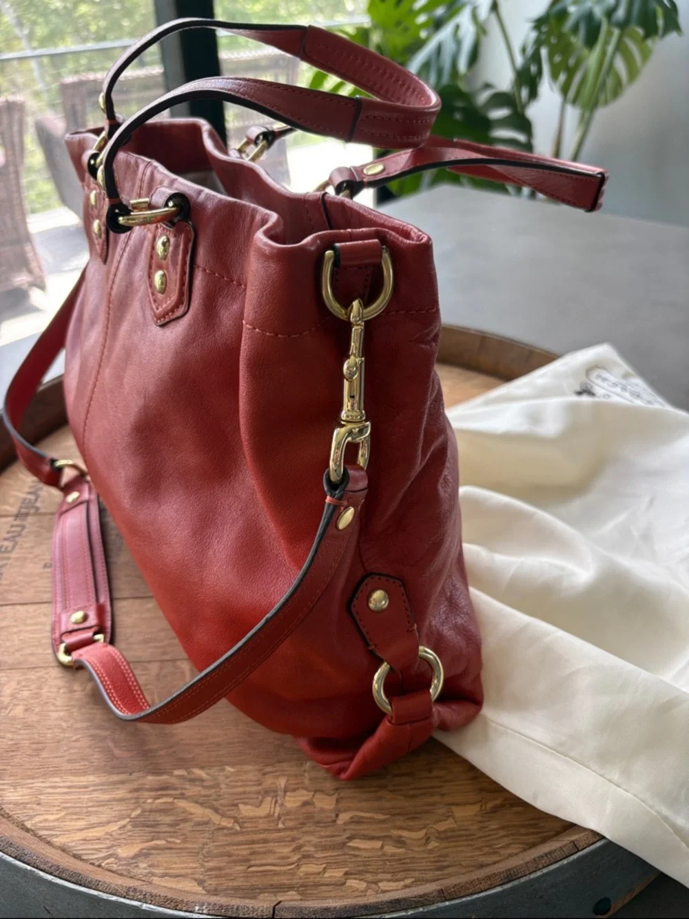 Coach Burnt Orange Leather Ashley Carryall Purse - Picture 6 of 17